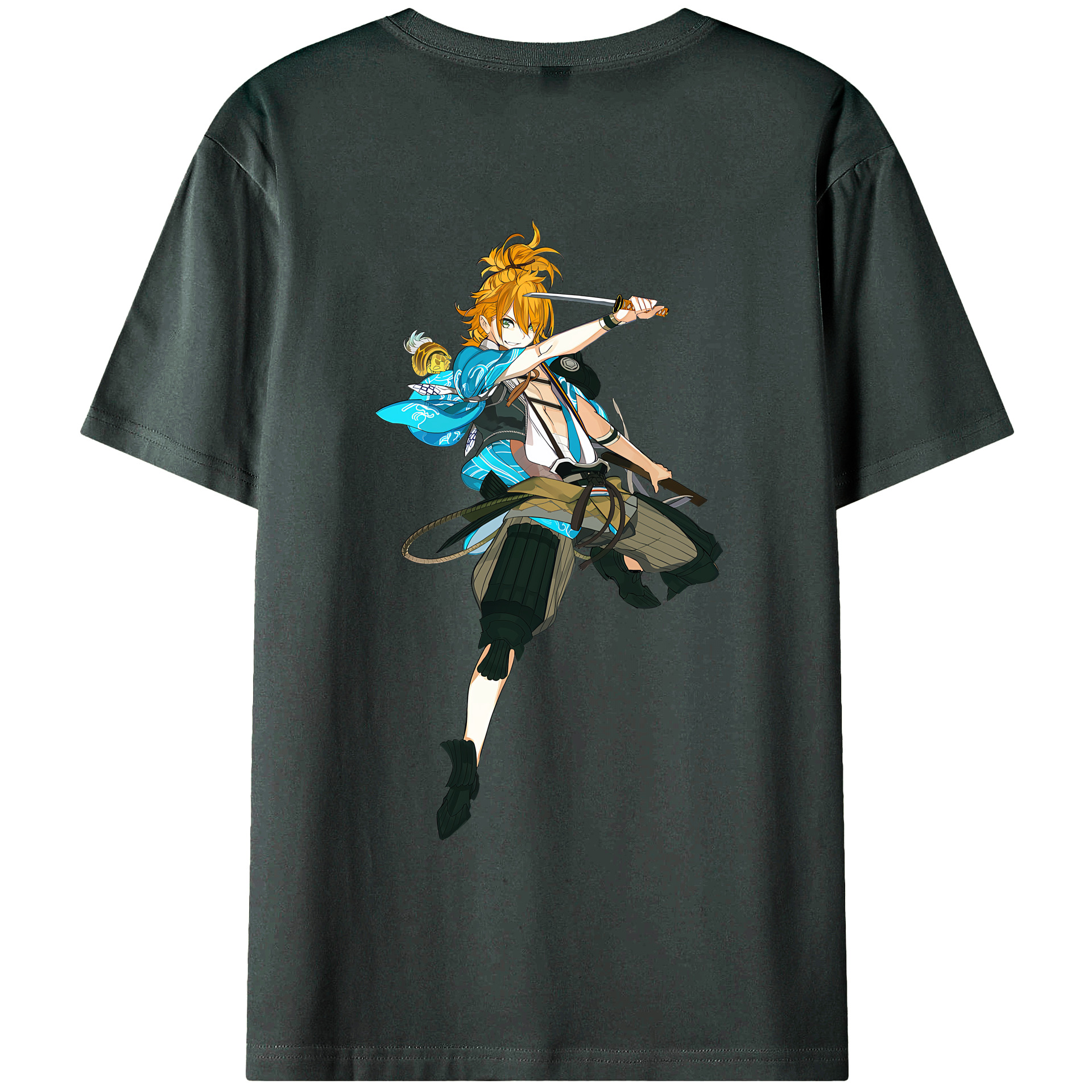 （画像用） 刀剣乱舞 Touken Ranbu 綿100％ メンズ半袖Tシャツ（バックプリント） 通気性